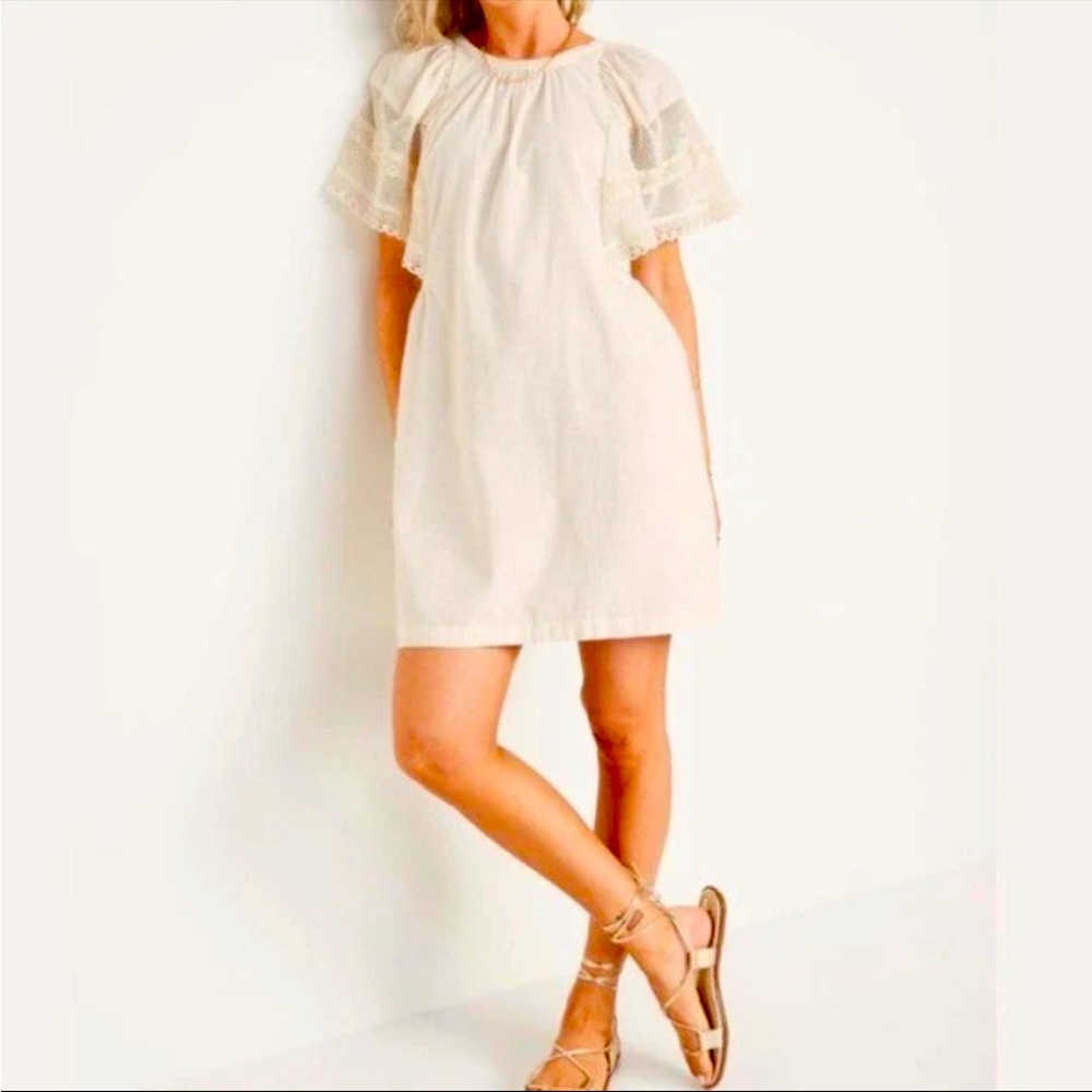 Old Navy Ivory Lace Sleeve Mini Dress size L summer boho beach resort bridal